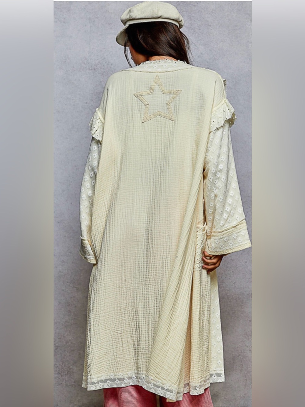 POL Double Gauze Star Patchwork Duster - Picture 4 of 5